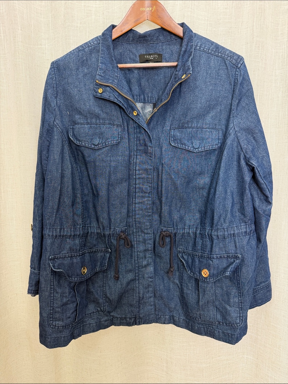 Talbots Plus Denim Long Sleeve Zip-Up Jacket Size 2X Excellent Condition